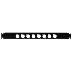 19 Inch Connector Panel 1U - for 8 XLR Connectors (D-Size)
