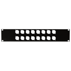 19 Inch Connector Panel 2U - for 16 XLR Connectors (D-Size)