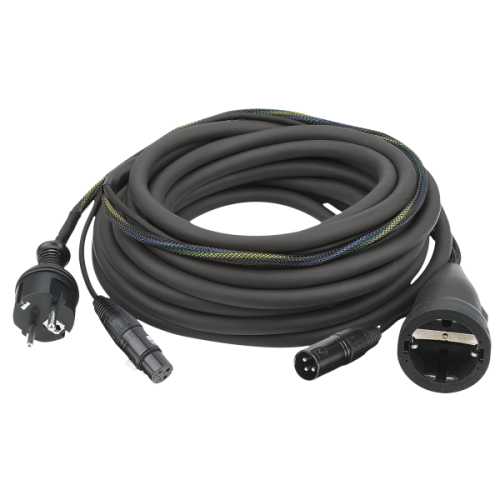FP09 - Schuko/XLR F - Schuko/XLR M - Audio / Power 15 m, Black