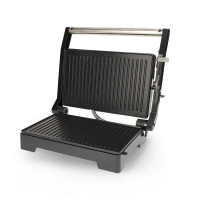 Panini grill en contactgrill met antiaanbaklaag en oververhittingsbeveiliging 1000W Zwart