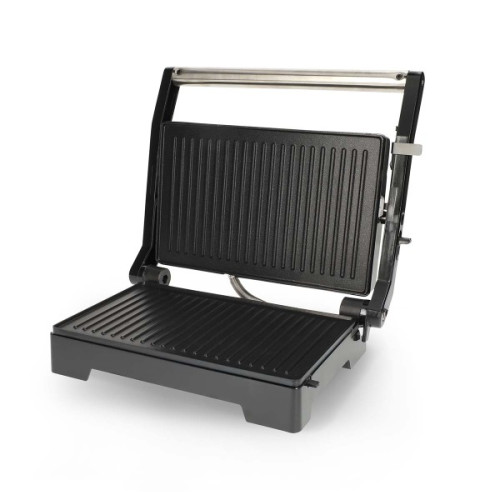 Panini grill en contactgrill met antiaanbaklaag en oververhittingsbeveiliging 1000W Zwart