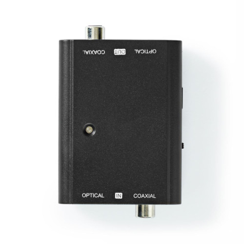 Digitale Audioconverter | 2-wegs | Ingangen audio / video / data: 1x S/PDIF (RCA) Female / 1x Toslink Female | Uitgangen audio / video / data: 1x S/PDIF (RCA) Female / 1x TosLink Female | Manueel | Zwart