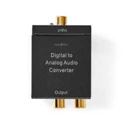 Digitale Audioconverter | 1-weg | Ingangen audio / video / data: 1x Digital RCA / 1x TosLink | Uitgangen audio / video / data: 1x (2x RCA) / 1x 3.5 mm | Automatisch | Geïntegreerde versterker | Zwart