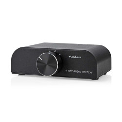 Analoge Audio-Switch | 4-Poorts poort(en) | Ingangen audio / video / data: 1x 3.5 mm Audio Input / 3x (2x RCA Female) | Uitgangen audio / video / data: 1x (2x RCA Female) | Manueel | Metaal | Antraciet
