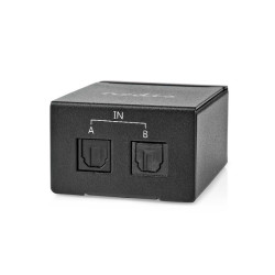 Digitale Audio-Switch | 2-wegs | Ingangen audio / video / data: DC Power / 2x TosLink | Uitgangen audio / video / data: TosLink Female | Manueel / Schakelaar | Metaal | Zwart