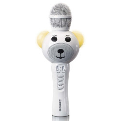 Karaokemicrofoon met Bluetooth® SD-sleuf verlichting Aux Out Wit