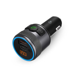 FM-Audiotransmitter voor Auto | Gefixeerd | Handenvrij bellen / Luidsprekerfunctie | 1 " | Amber-Scherm | Bluetooth® | PD 18 W / PD 24 W | Snelladen | Bass boost | Google Assistant / Siri | Zwart