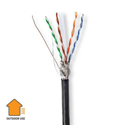 Netwerk Kabel Rol | CAT6 | Solid | S/FTP | CCA | 305.0 m | Buitenshuis | Rond | PE | Zwart | Trekdoos