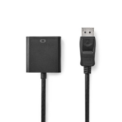 DisplayPort-Adapter | DisplayPort Male | DVI-I 24+5-Pins Female | 1080p@60Hz | Vernikkeld | Recht | 0.20 m | Rond | PVC | ABS | Zwart | Doos