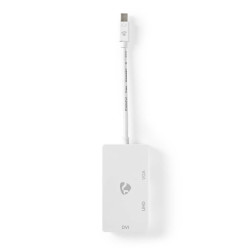 DisplayPort-Adapter | Mini-DisplayPort Male | DVI-D 24+1-Pins Female / HDMI™ Output / VGA Female 15p | 4K@60Hz | Vernikkeld | Schakelbaar | 0.20 m | Rond | ABS | ABS | Wit | Blister