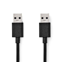 USB-Kabel | USB 3.2 Gen 1 | USB-A Male | USB-A Male | 5 Gbps | Vernikkeld | 2.00 m | Rond | PVC | Zwart | Doos