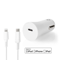 Autolader | 20 W | 1.67 / 2.22 / 3.0 A | Outputs: 1 | Poorttype: USB-C™ | Lightning 8-Pins (Los) Kabel | 1.00 m | Automatische Voltage Selectie