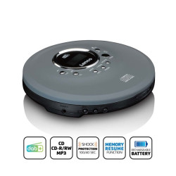 Discman met DAB+ FM-radio oplaadbare batterij Grijs