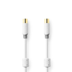 Coaxkabel | IEC (Coax) Male | IEC (Coax) Female | Verguld | 100 dB | 75 Ohm | Dubbel Afgeschermd | 1.00 m | Rond | PVC | Wit | Doos