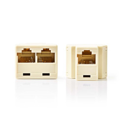 Telecom-Netwerksplitter | RJ45 Female | 2x RJ45 Female | Verguld | Ivoor | PVC | Doos