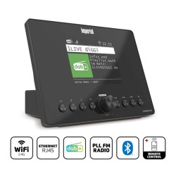 Compacte hybride radio (internet, DAB+, FM-hifituner, Wi-Fi en LAN) met Bluetooth®.