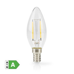 LED-Filamentlamp E14 | Kaars | 2.2 W | 470 lm | 2700 K | Warm Wit | Retrostijl | 1 Stuks | Doorzichtig