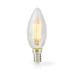 LED-Filamentlamp E14 | Kaars | 4.5 W | 470 lm | 2700 K | Dimbaar | Warm Wit | Retrostijl | 1 Stuks | Doorzichtig