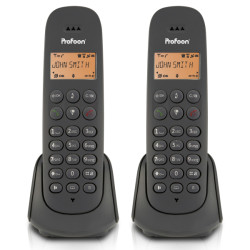 Draadloze telefoon met 2 handsets Zwart