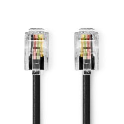 Telecomkabel | RJ10 Male | RJ10 Male | 5.00 m | Kabel design: Gekruld | Kabeltype: RJ10 | Zwart | Envelop