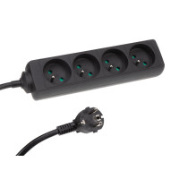 4-VOUDIGE STEKKERDOOS - 5 m KABEL - ZWART - PENAARDE