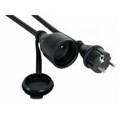 RUBBER VERLENGKABEL - 10 m - ZWART - 3G1.5 - PENAARDE