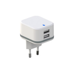 COMPACTE LADER MET 2 USB-AANSLUITINGEN - 5 V - 4.8 A max. - 24 W max. - WIT COMPACTE LADER MET 2 USB-AANSLUITINGEN - 5 V - 4.8 A max. - 24 W max. - WIT