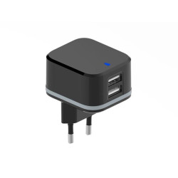 COMPACTE LADER MET 2 USB-AANSLUITINGEN - 5 V - 3.4 A max. ( 2.4 + 1 A ) - 17 W max. COMPACTE LADER MET 2 USB-AANSLUITINGEN - 5 V - 3.4 A max. ( 2.4 + 1 A ) - 17 W max.