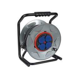 PROFESSIONELE NEOPREEN-KABELHASPEL MET ANTI-TWIST-SYSTEEM - 40 m - 3G2.5 - 4 STOPCONTACTEN - RANDAARDE