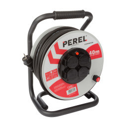 PROFESSIONELE NEOPREEN KABELHASPEL - 40 m - 3G2.5 - 4 STOPCONTACTEN - PENAARDE