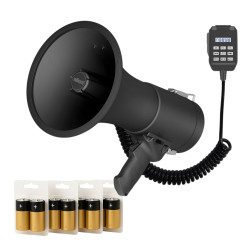 Set (MP66S+ LR14*4) met krachtige 50 W megafoon met sirene en 8 x 1,5 V alkali-C batterijen